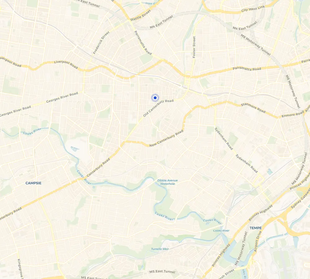 Map of the Summer Hill service area and the surrounding Inner West, showing Summer Hill and the nearby streets we cover.