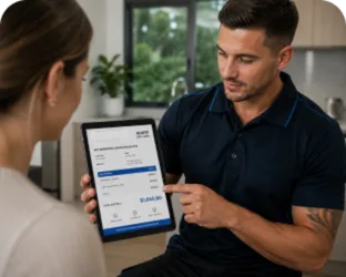 Going through the estimate with a Summer Hill customer